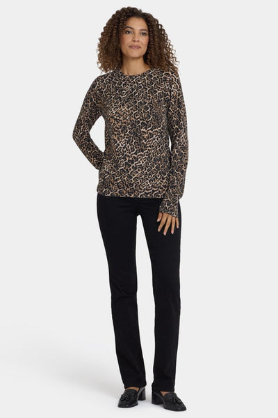 Onyx Cheetah Printed Crew Neck Sweater