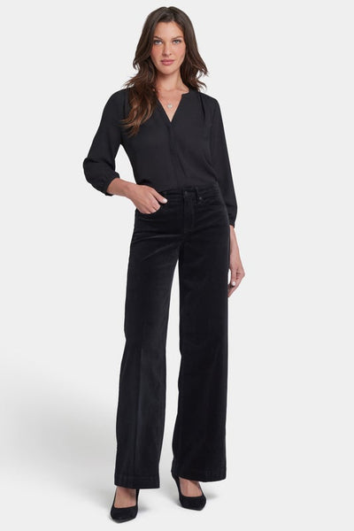 TERESA WIDE LEG 1 1/2 HEM Black Corduroy Pants